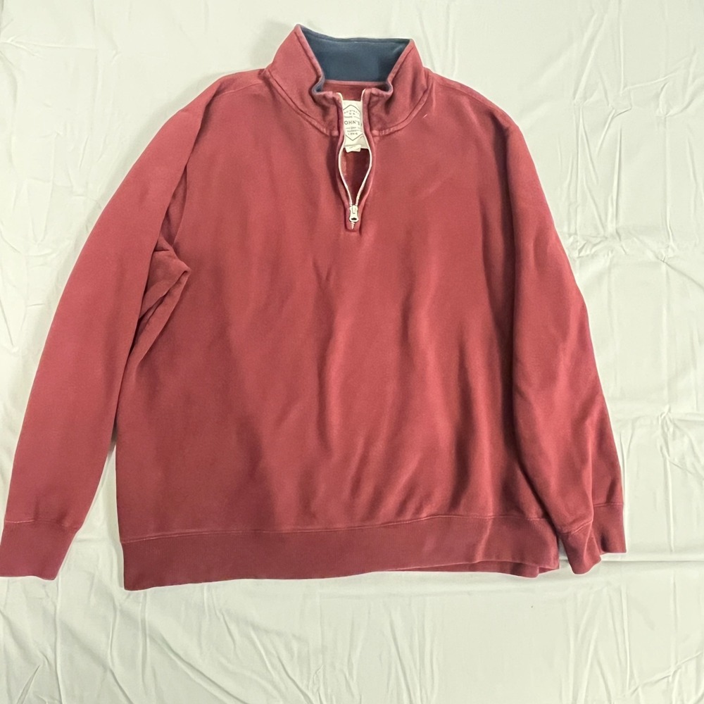 St John's Bay Sweatshirt Mens 2XL Red Cotton Gym Training Quarter Zip Mock Neck
